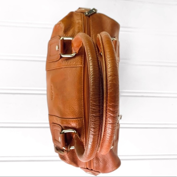 NAPPA BROWN GENUINE LEATHER MEDIUM BAG CAMEL HANDBAG DESIGNER WOMEN PURSE - Picture 3 of 10